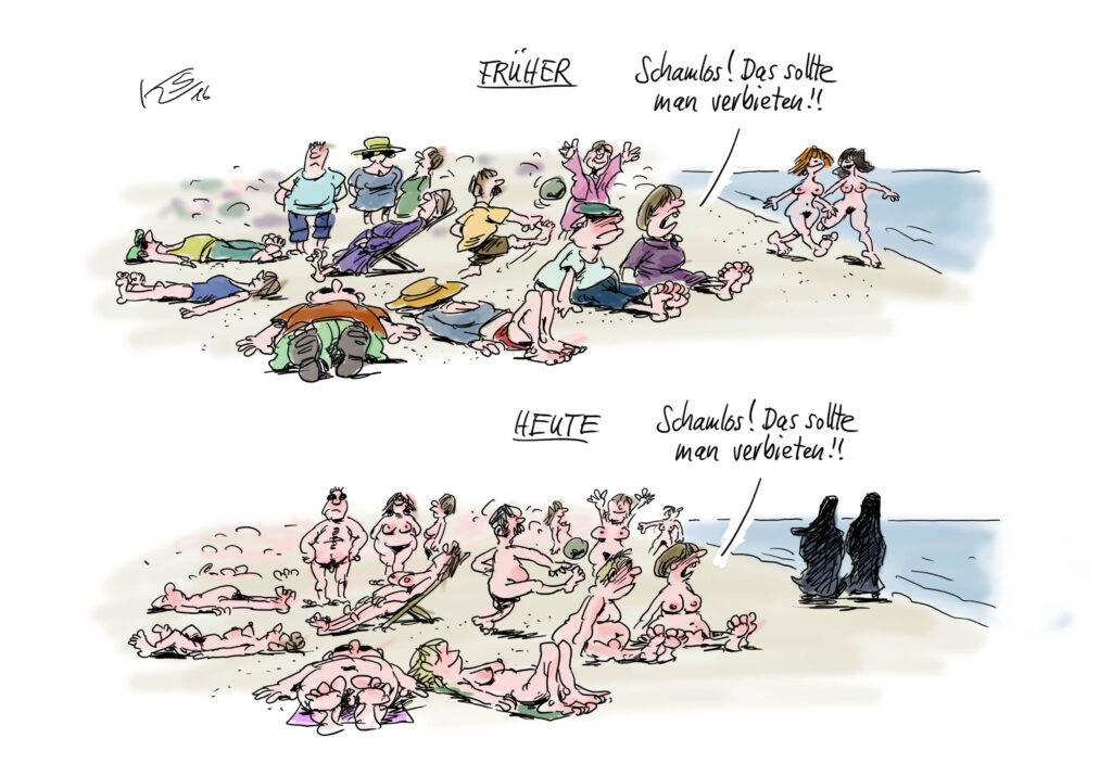 Werterelativismus | Nacktheit früher und heute Nackt in Deutschland | Früher und heute | Karikatur, Stuttmann